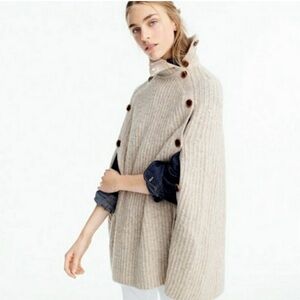 J. Crew Oversized Poncho Sweater Cape-Buttons-XXS/XS